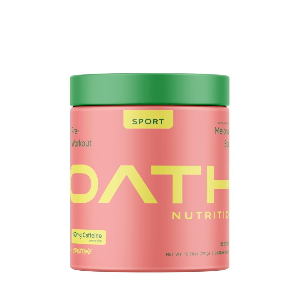 Oath Nutrition Sport Sugar Free Pre-Workout Powder, Melonade Stand, Περιέχει Creatine Monohydrate, Caffeine και Beta Alanine, Pre Workout Powder για γυναίκες και άνδρες, 25 υπηρεσίες