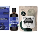 Σκόνη ζούγκλας Tongkat Ali για Ανδρικές Σκόνες 200:1 Extract 5 Τσάντα ουγγιάς, Wild Bilberry εκχύλισμα για τα μάτια οργανικά 3.4oz Bottle Bilberry συμπλήρωμα για τα μάτια