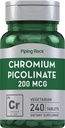 Piping Rock Chromium Picolinate 200 Live | 240 Tablet | Vejetary, Non-GMO, Gluten Free Supplement