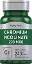 Piping Rock Chromium Picolinate 200 Live | 240 Tablet | Vejetary, Non-GMO, Gluten Free Supplement