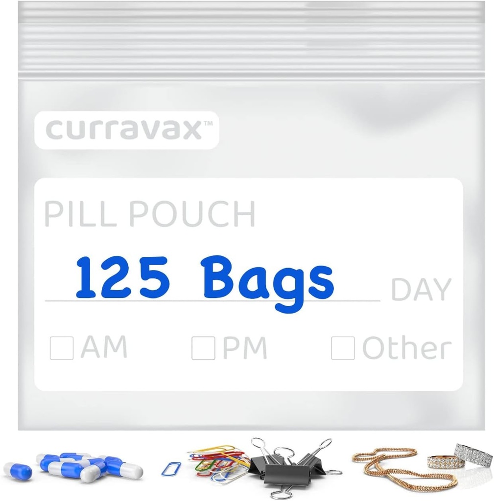 Pill Pouch Bag for Travel Pack of 125- BPA Free 3 x 2.75 inç Pill Pouch - Pill Pouches for Medical için Yazılmış -Clear Ziplock Pill Baggies for Medicine Organizer