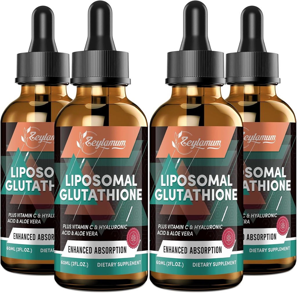 2000MG Liposomal Glutathione Liquid Drops, Ultra High Abors, Natural Detoxification, Immune System & Skin Supprot*, L-Glutathione, C & Hyaluronic Acid, Capsules Alternative, 8.08 OZ