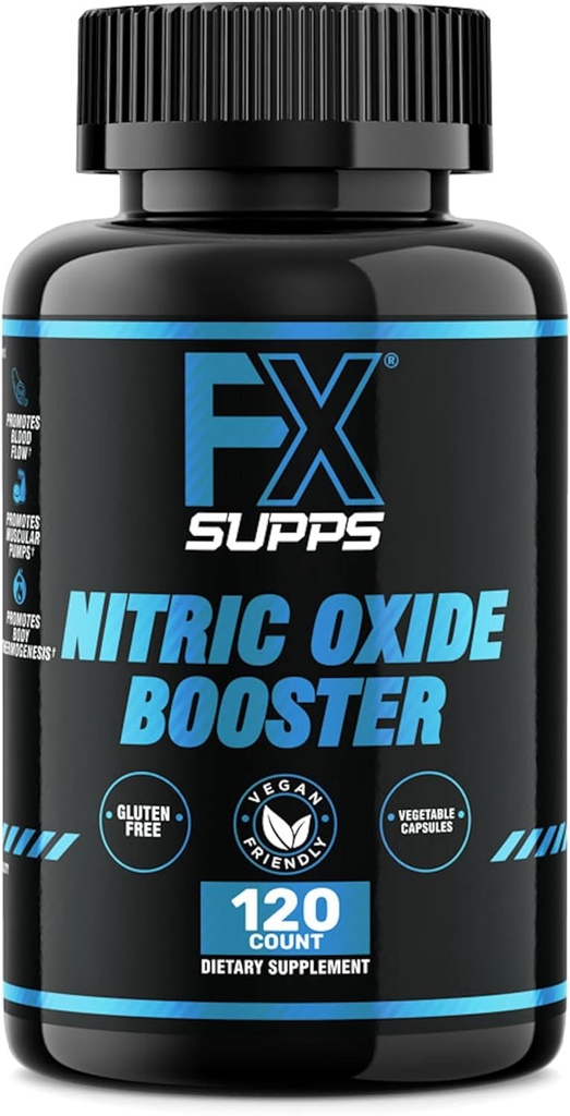 FX SUPPS Nitrik Çimento Desteği | Erkekler ve Kadınlar için Pre-Workout Supplement - 120 Capsules - Endurance için Arginine ile, Workout Performance & Circulation Support Support
