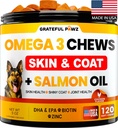 Köpekler için Omega 3 - Köpekler için Balık Yağı - Anti Shedding Supplement - Ortak Sağlık Tedavisi - Kuru Itchy Skin ve Coat Supplement Supplement - Salmon Oil - EPA & DHA - ABD'de Yapılan