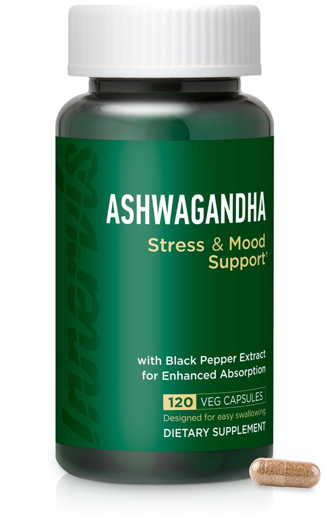 Ashwagandha 500mg – ανακούφιση από το στρες, ισορροπία διάθεσης & χαλάρωση με μαύρο πιπέρι, 120 κάψουλες Vegan