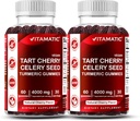 Vitamatic Tart Cherry with Celery Seed Gummies – 4000mg Ισοδύναμο ανά υπηρεσία (από 10:1 Extract, 400mg) - 2-Pack