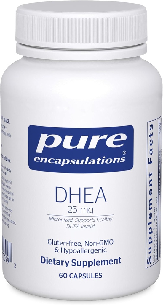 Pure Encapsulations DHEA 25 mg - Immune Support, Hormon Dengesi, Metabolism Desteği ve Enerji Seviyeleri * - Micronized DHEA ile - 60 Capsules