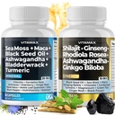 Vitamax Pure Himalayan Shilajit Supplement, Sea Moss, Ashwagandha, Bladderwrack, Gingko Biloba, Βιολογικές Κάψουλες & Ιχνοστοιχείο για - Μη ΓΤΟ - Vegan - Άνδρες και γυναίκες – Κατασκευασμένο στις ΗΠΑ
