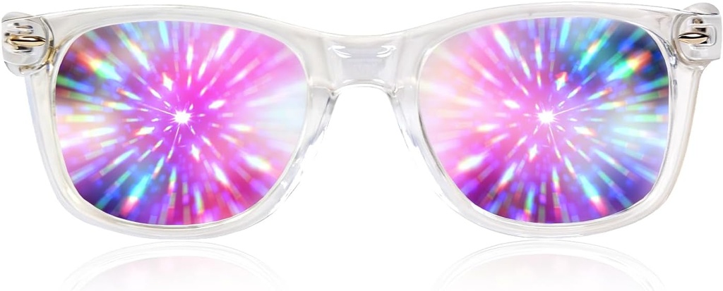 GloFX Clear Frame Extreme Line Difrassation Glasses – Laser Etched for Brilliant Rainbow Light Effects, Ανθεκτικό & Ευέλικτο, Ιδανικό για Raves & Festivals