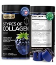 Collagen Peptide Gummies for Women and Men - Collagen Gummy Supplement for Health Hair, Skin, Nails and Bones - Hyaluronic Acid, Biotin, Keratin, Saw Palmetto - Sugar Free, No GMO ve Gluten, 60 Adet