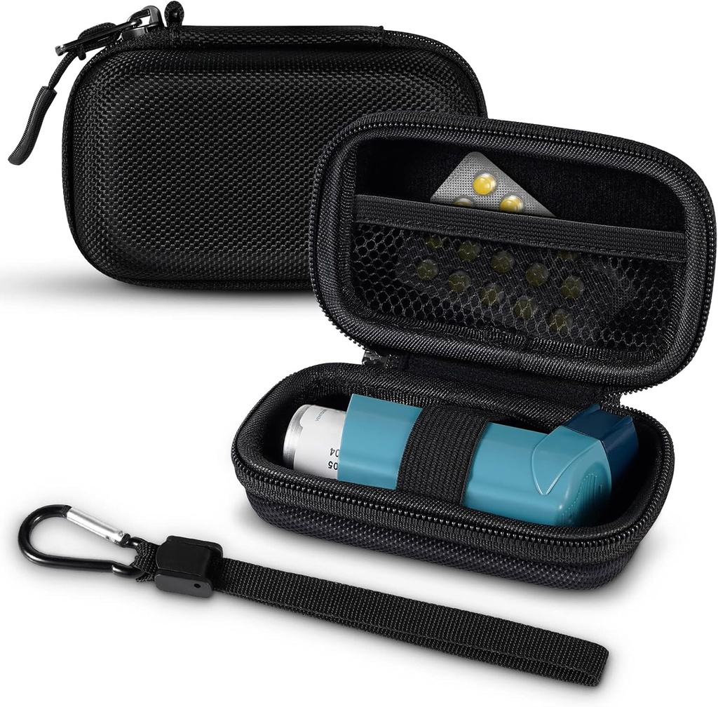 Inhaler Case, Hard Shell Koruyucu Seyahat Olayı, Fits Standart Kurtarma ve Yeni Albuterol Inhaler Cihazları 4 Inches'e kadar, Cihaz Dahil Değil, Siyah
