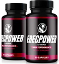 (2 Pack) Erkekler için ErecPower, Resmi ErecPower Pills, All Natural Male Supplement, Capsule to Boost Energy and General Health, Erec Power Support for Peak Performance, Vitamin, Review (120 Capsules)