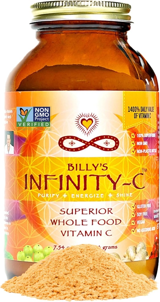 Infinity-C Organik Tüm Gıda Kaynakları C Toz | Acerola, Camu Camu Camu & Amla | 1000 mg Superfood C | Yüksek Lisans | Shilajit, Astragalus Root & Ginger | Vegan, Non-GMO (30 hizmet)