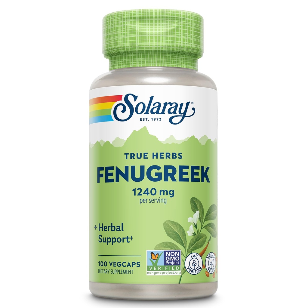 SOLARAY Fenugreek Tohum 1240 mg, Sağlıklı Digestion Desteği ve Daha Fazlası, Vegan ve Lab Kalite, 50 Hizmet, 100 VegCaps
