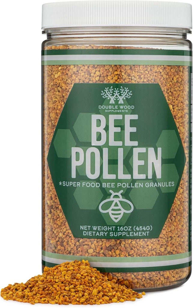 Bee Συμπληρώματα γύρης - 1lb (16 OZ) Raw Bee Γύρη Κόκκοι (151 Σερβίρει 3 Grams Καθένα με Scoop) Superfood High in Vitamins, Minerals, and Protein by Double Wood