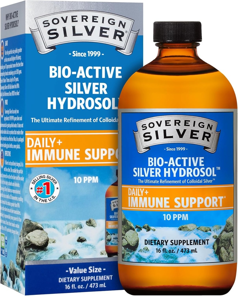 Sovereign Silver Ανοσοποιητική Υποστήριξη - Κολλοειδής Ασημί, Bio-Active Silver Hydrosol, 10 ppm, Liquid Twist Top, 16 Fl Oz, (473 mL)