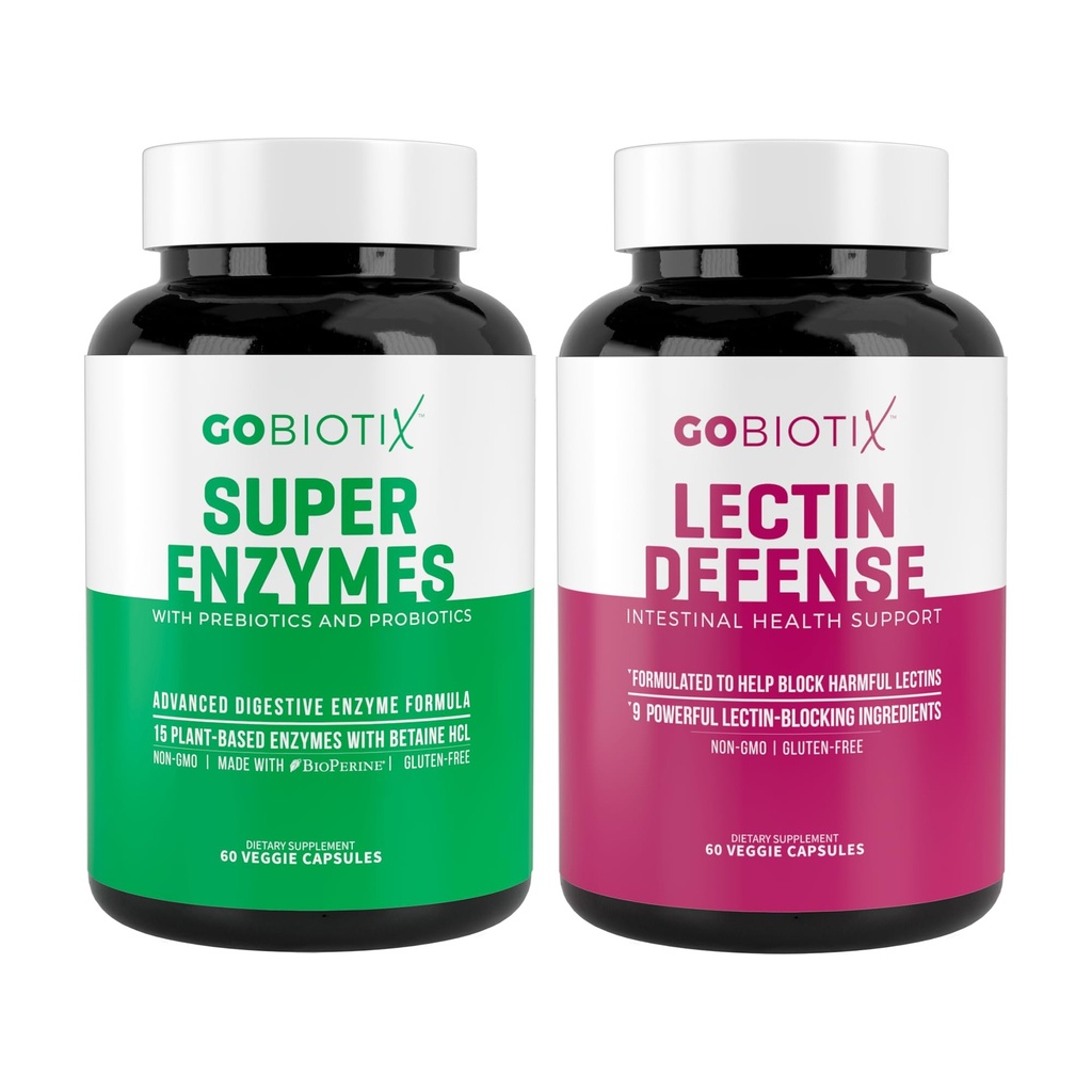 GOBIOTIX Super Enzymes Supplement - Prebiyotikler ve Kadınlar ve Erkekler için Probiyotikler ile Enzymes - Destekler Gut Health, Gluten Digestion, Lactose Abxia, Plant Based Diyetary Pills