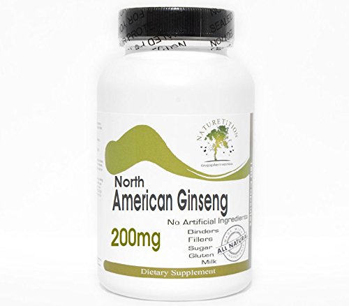 Βόρεια Αμερική Ginseng 200mg ~ 200 κάψουλες - Δεν Πρόσθετα ~ Συμπληρώματα Naturetition