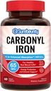 Karbonyl Demir, Doğal C vitamini ile, Stomach, Yüksek Aborpsiyon, Red Blood Cell Function, Energy Support, Vegan, 60 Tabs