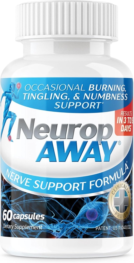 NeuropAWAY συμπλήρωμα υποστήριξης νεύρων, R-Alpha Lipoic Acid για να βοηθήσει στην παροχή ανακούφισης από τα νεύρα και την υγεία σε τόσο λίγο όσο 5 ημέρες, Acetyl-L-καρνιτίνη, Ταρουΐνη, βιταμίνη B12, L-Κιτρουλίνη 60 κάψουλες