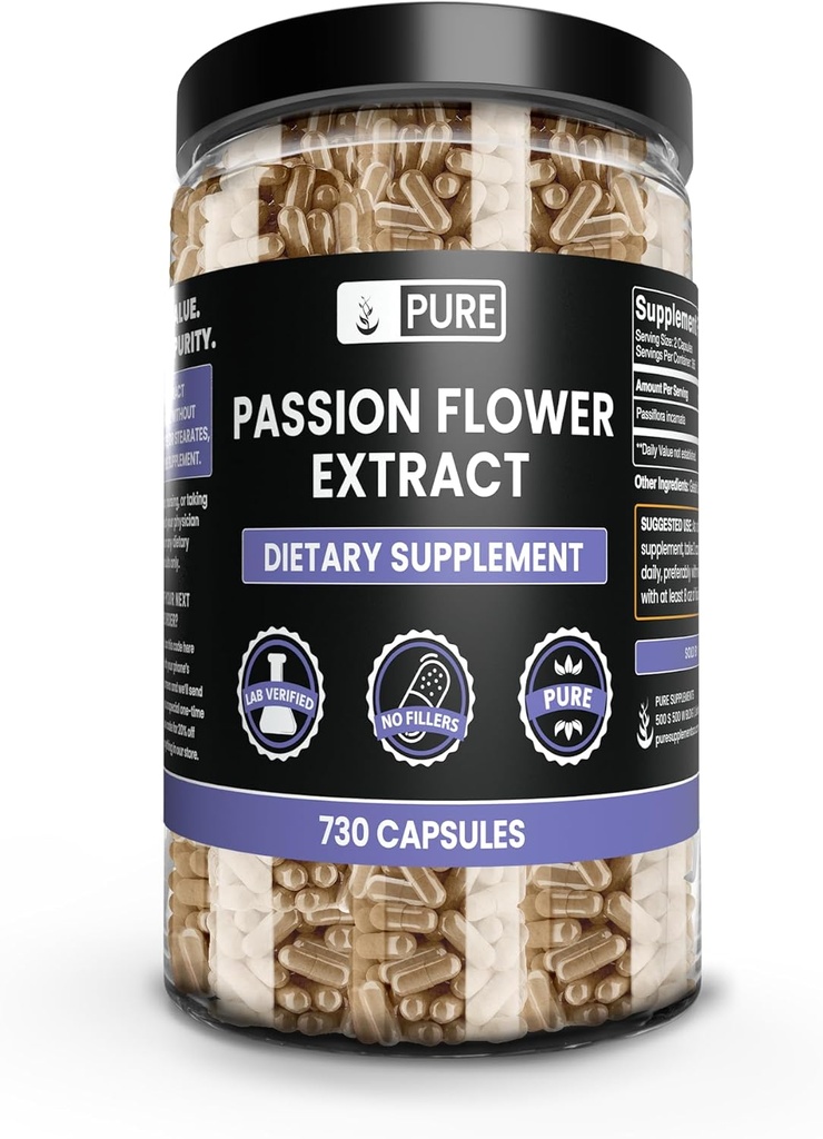 PURE ORIGINAL INGREDIENTS Passion Flower Extract (730 κάψουλες) Όχι Μαγνήσιο ή Ρύζι Fillers, Πάντα καθαρό, Εργαστήριο Επαληθευμένο