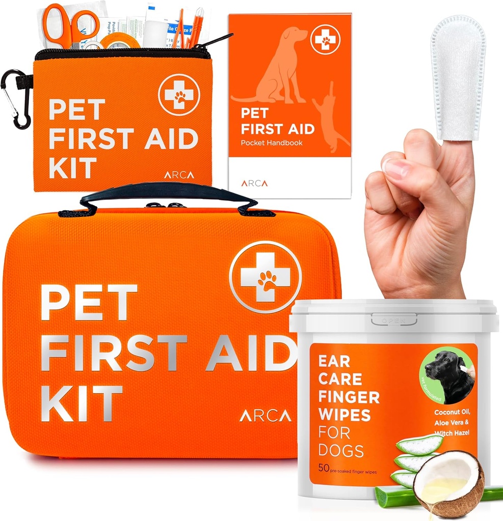 Care Sche - İlk Yardım Kit ve Ear temizleyici Wipes for Dogs, Essential Health and Machinery Set