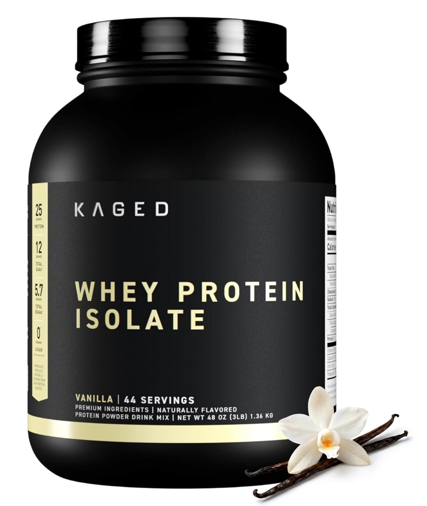 Kaged Whey proteini Isolate Toz Vanilla% 100 Pure Low Lactose Whey Post Workout Recovery Drink Supports Muscle-Building 25g per Service 41 Servisler