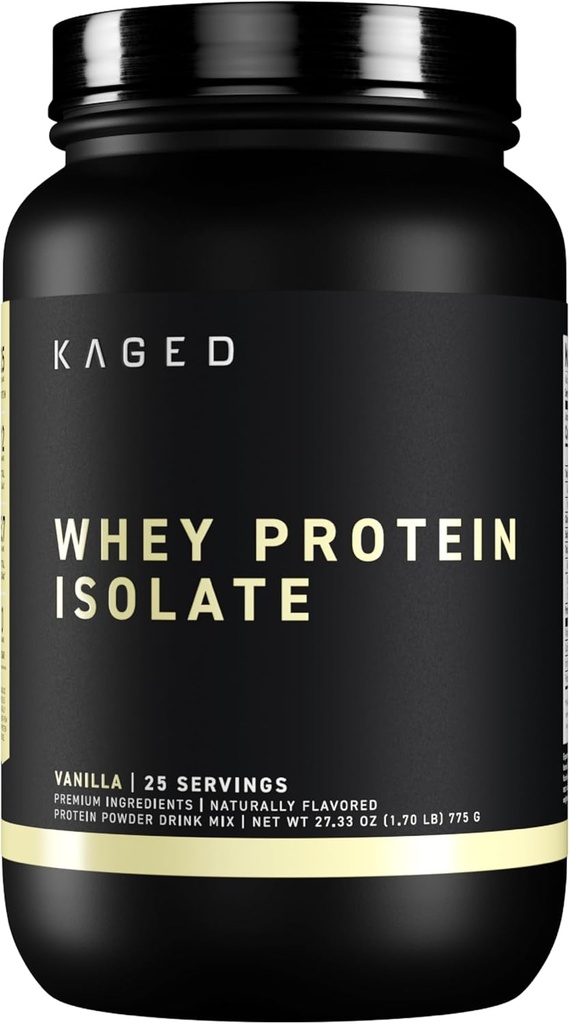 Kaged Whey proteini Isolate Toz Vanilla% 100 Pure Low Lactose Whey Post Workout Recovery Drink Supports Muscle-Building 25g per Service 41 Servisler