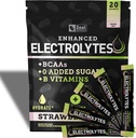 Gelişen Elektrolyte Toz Çelik Paketleri (Strawberry Kiwi | 20 Packets) w/ 0 Sugar +BCAAs +B-Vitamins Electrolyte Supplement w Pids Çinko & Magnezyum için Hydration - Keto Electrolytes