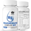 Magnezyum Kompleksi 500 mg, 8 Aktif Formlar Maximized Abxia- Glycinate, Citrate, Taurate & D3, B6 for Calm, Sleep & Health Muscle, 120 Capsules - 60 Count (Pack of 2)