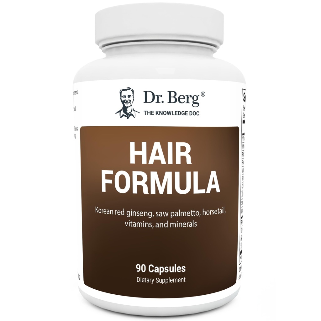 Dr. Berg All-in-One Βιταμίνες για τα μαλλιά, το δέρμα, και τα νύχια - Σύνθετη Φόρμουλα με Biotin, Saw Palmetto, DHT Blocker, & Trace Minerals - 90 Veg Κάψουλες