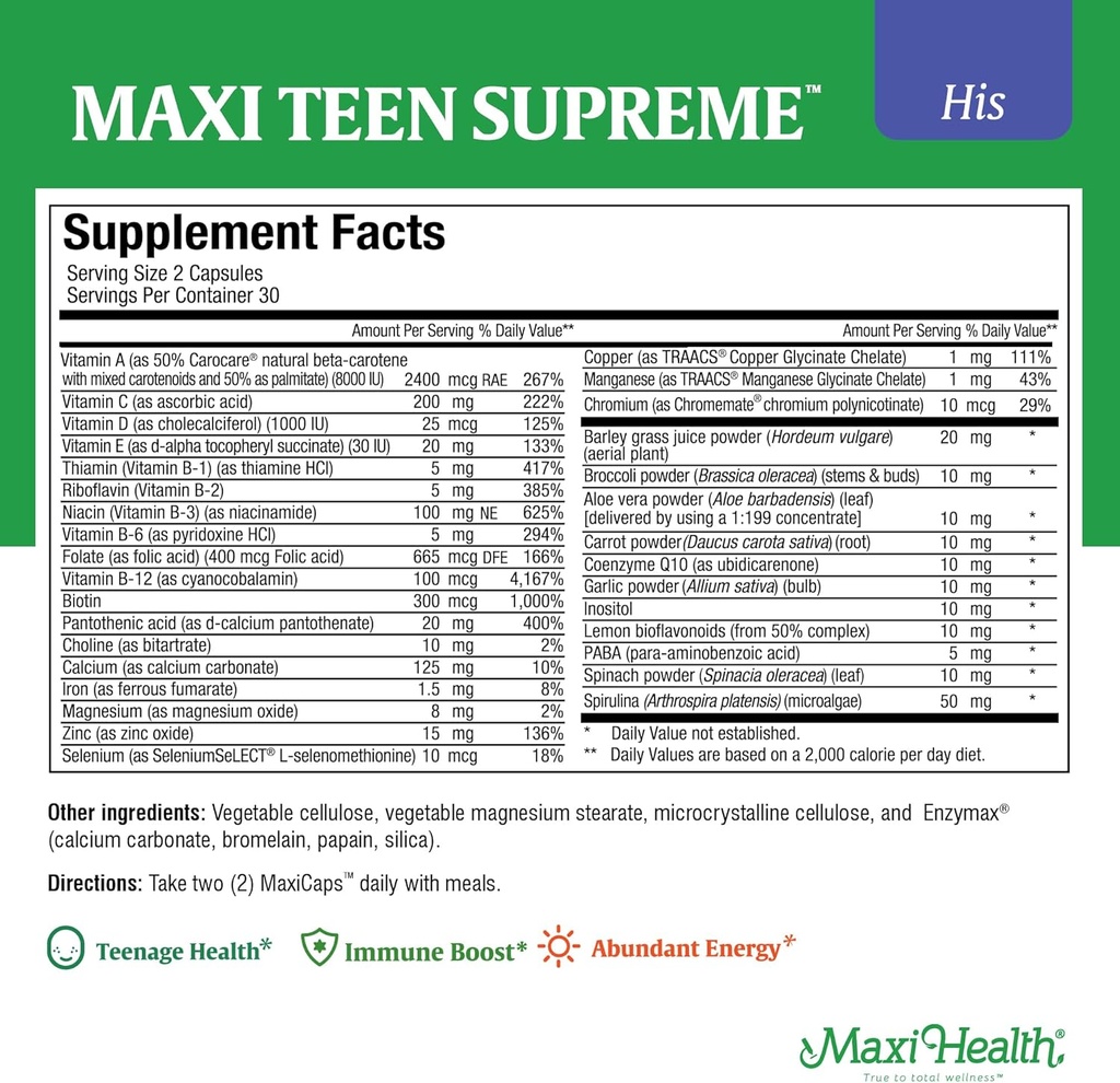Girls & Boys Multivitamin Sche with D3, Iron, Food, Biotin, Digestive Enzymes – Multi Vitamins for Energy, Immune & Mood Support – 60 Her Kont