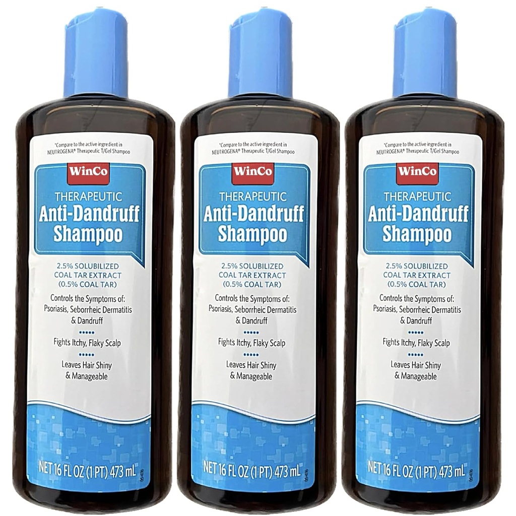 3 Pack Treatment Coal Tar Gel Shampoo Anti Dandruff - Psoriasis, Seborrheic Dermatitis, 16 oz her Şişe - Büyük Boyut - T Gel