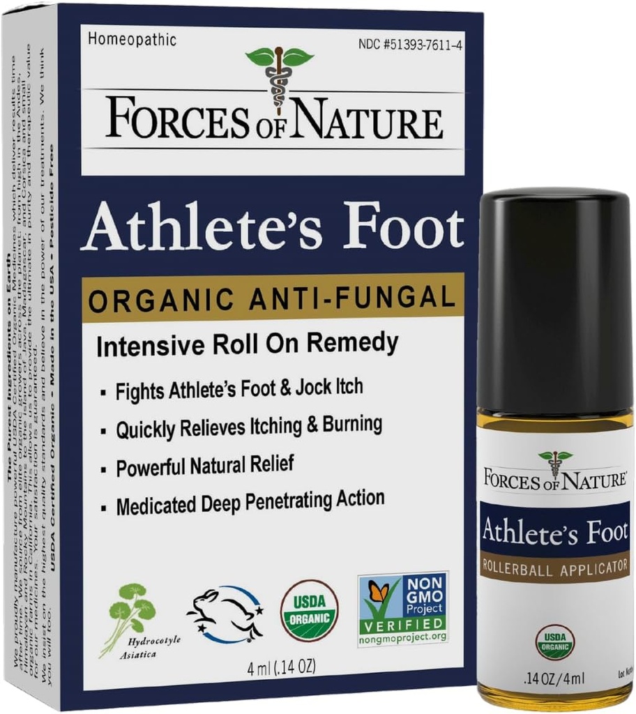 Doğa Kuvvetleri – Doğal, Organik Sporcunun Ayak Tedavisi (4 ml) GMO, No Harmful Kimyasallar, Cruelty Free – Antifungal Relieves Yan, Itching, Cracking Caused by AF, Jock Itch ve Ringworm