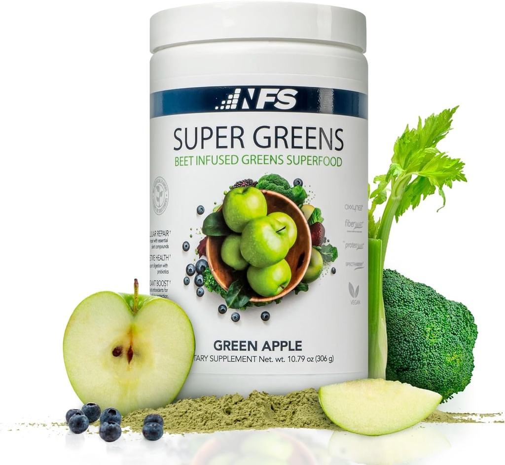 Super Greens Beet Infüzyon Superfood Toz – Organik Yeşil Superfoods, protein, Antioksis & Probiyotikler, Sağlıklı Kan basıncı, Digestion & Energy Boost (Green Apple, 30 Hizmet)