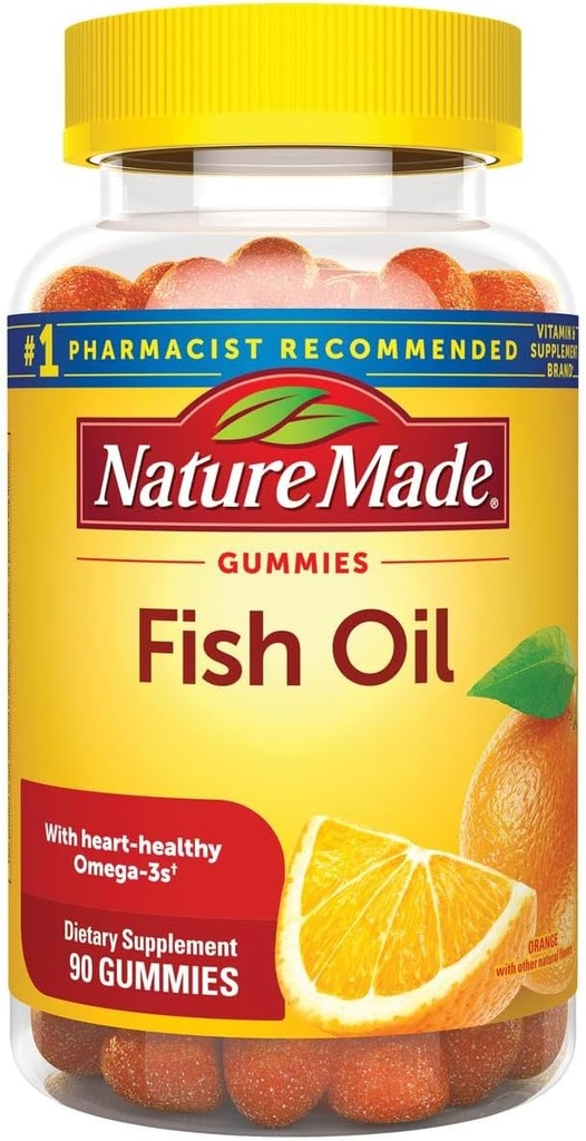 Fish Oil Gummies, 90 Softgels, Kalp-Sağlıklı Omega 3s 57 mg, Strawberry, Lemon, & Orange