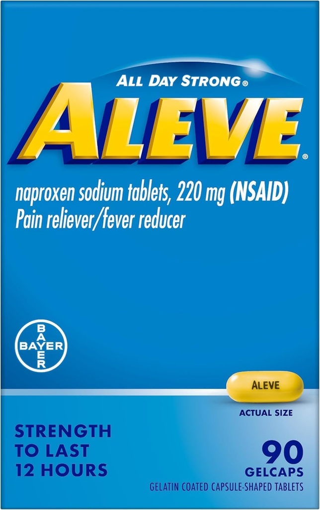 Flamee Pain Reliever & Ateşleme Gelcaps, Naproxen sodyum, Headache ve Back and Body Pain Relief Medicine, Yetişkinler ve Çocuklar için 12 ve Yukarı, 90 Kont Count Count Count