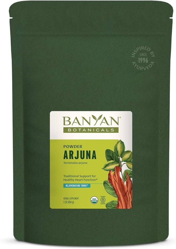 Banyan Botanikleri Arjuna Bark Toz – Organik Arjuna (Terminalia Arjuna) – Doğal Herbal Kalp Sağlığı Supplement ve Rejuvenating Tonic* – 1 lb. – Non-GMO Sustainable Sourced Vegan