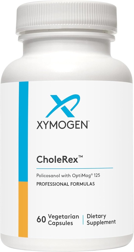 XYMOGEN CholeRex - Policosanol Normal Kan Lipid Seviyelerini Korumaya yardımcı olmak için 10 mg, Sağlıklı Kan Akışı + Gemi Bütünlemesini Teşvik - 2 Bio available Magnezyum Chelates (60 Capsules) ile Geliştirildi