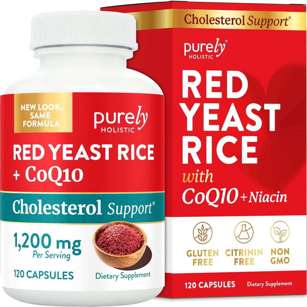 Red Yeast Rice, CoQ10 Supplement & Flush Free Niacin 120 Ekstra Kuvvet Vejetaryen Capsules - Gelişmiş Sağlıklı Kalp Formula - Sigara içilmeyen, Citrinin Free Niacin 120 Ekstra Kuvvet Vegetarian Capsules - Gelişmiş Sağlıklı Kalp Formula - Sigara içilmeyen
