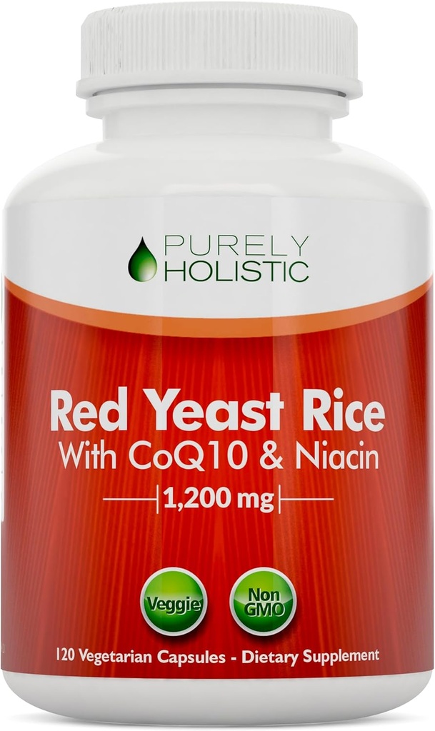 Red Yeast Rice, CoQ10 Supplement & Flush Free Niacin 120 Ekstra Kuvvet Vejetaryen Capsules - Gelişmiş Sağlıklı Kalp Formula - Sigara içilmeyen, Citrinin Free Niacin 120 Ekstra Kuvvet Vegetarian Capsules - Gelişmiş Sağlıklı Kalp Formula - Sigara içilmeyen