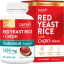 Red Yeast Rice, CoQ10 Supplement & Flush Free Niacin 120 Ekstra Kuvvet Vejetaryen Capsules - Gelişmiş Sağlıklı Kalp Formula - Sigara içilmeyen, Citrinin Free Niacin 120 Ekstra Kuvvet Vegetarian Capsules - Gelişmiş Sağlıklı Kalp Formula - Sigara içilmeyen