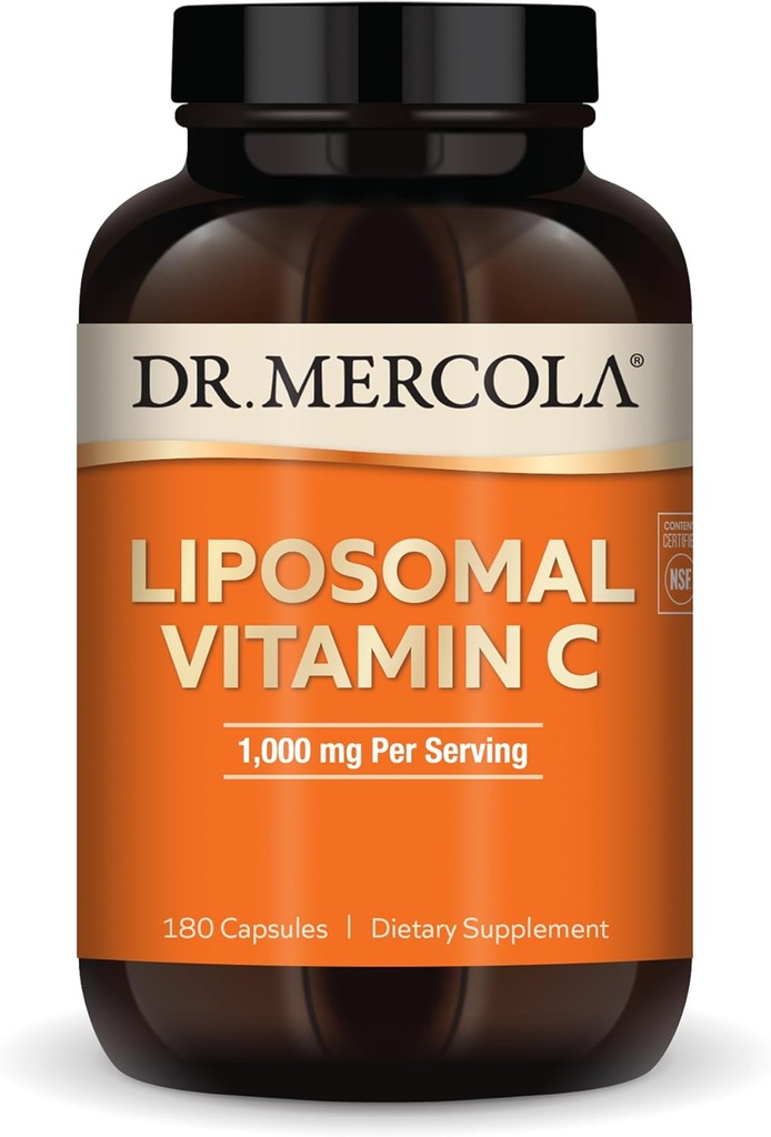 Δρ Mercola Liposomal Vitamin C, 1.000 mg ανά υπηρεσία, 90 Σερβιέτες (180 κάψουλες), Συμπλήρωμα διατροφής, Υποστηρίζει την Ανοσολογική Υγεία, Μη ΓΤΟ, NSF Πιστοποιημένο