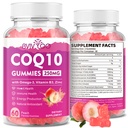 Sugar-Free CoQ10 Gummies 250 mg, Plus Omega-3, Vitamin B3 & çinko, Magnezyum - Yüksek Abhidrasyon Coenzyme Q10 Kalp Sağlığı, Hücre Enerji ve Antioksit Desteği, 60 Sayı