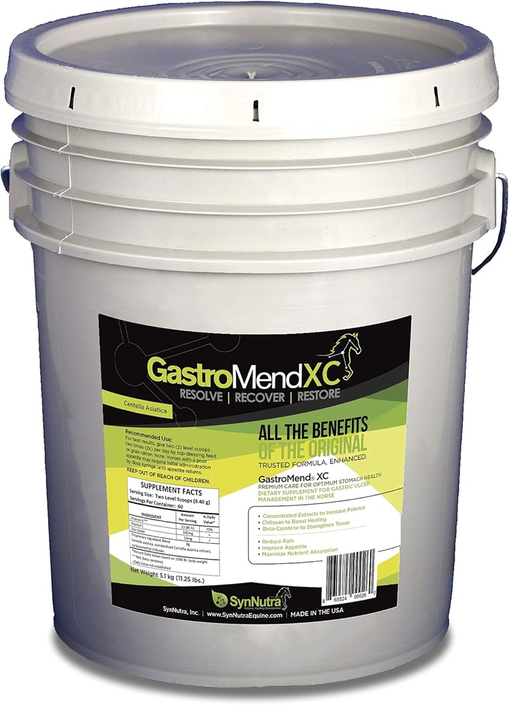 GastroMend XC, Atlar için% 100 Doğal Equine Stomach Sağlığı, Gastrik Ulcers'in İyileştirilmesi ve Önlemesi, Yüksek Potent & Etkili, Gaztrik ve Hindgut sağlığı, 600 Hizmet