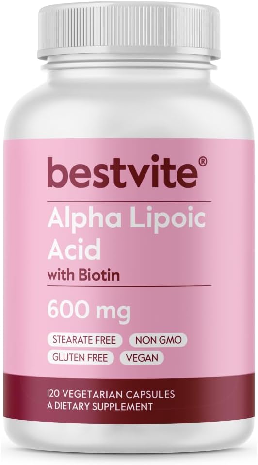 Alpha Lipoic Acid 600mg (ανά καψάκιο) με Biotin για την ενίσχυση της απορρόφησης (120 κάψουλες χορτοφάγων) Χωρίς πληρωτικά - Χωρίς Stearates - Χωρίς παράγοντες ροής