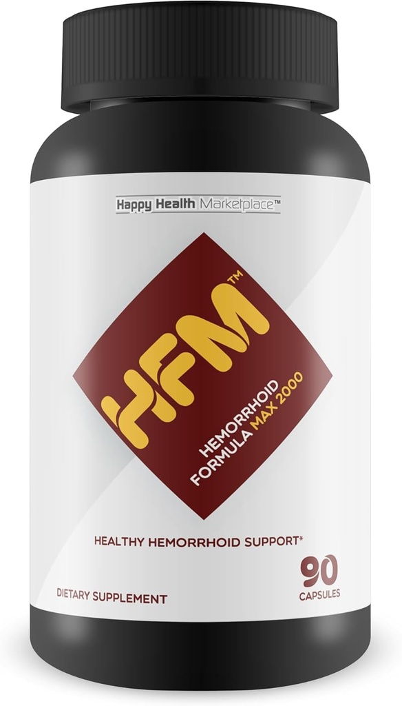 HFM Hemorrhoid Formula Max 2000 - Natural Hemorrhoid Support Supplement - Dekofort Relief Swelling for Discomfort Relief - Support Colon Health & Strain-Free Bowel Movements