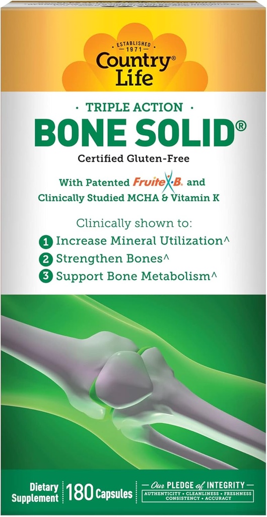 Ülke Life Bone Solid – Bone Health Supplement with Microline Hydroxyapatite (MCHA), Kalsiyum, Magnezyum, çinko, Vitamins K2 & D3 for Advancedd Bone Strength & Metabolism - 180 Capsules