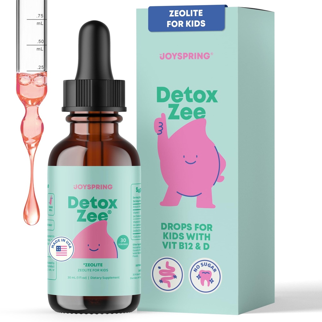 Çocuklar için DetoxZeee Zeolit Çıkışları - D3 & Cyanocobalamin Vitamin B12 - Doğal Berry Flavor Sıvı | 30 Hizmet