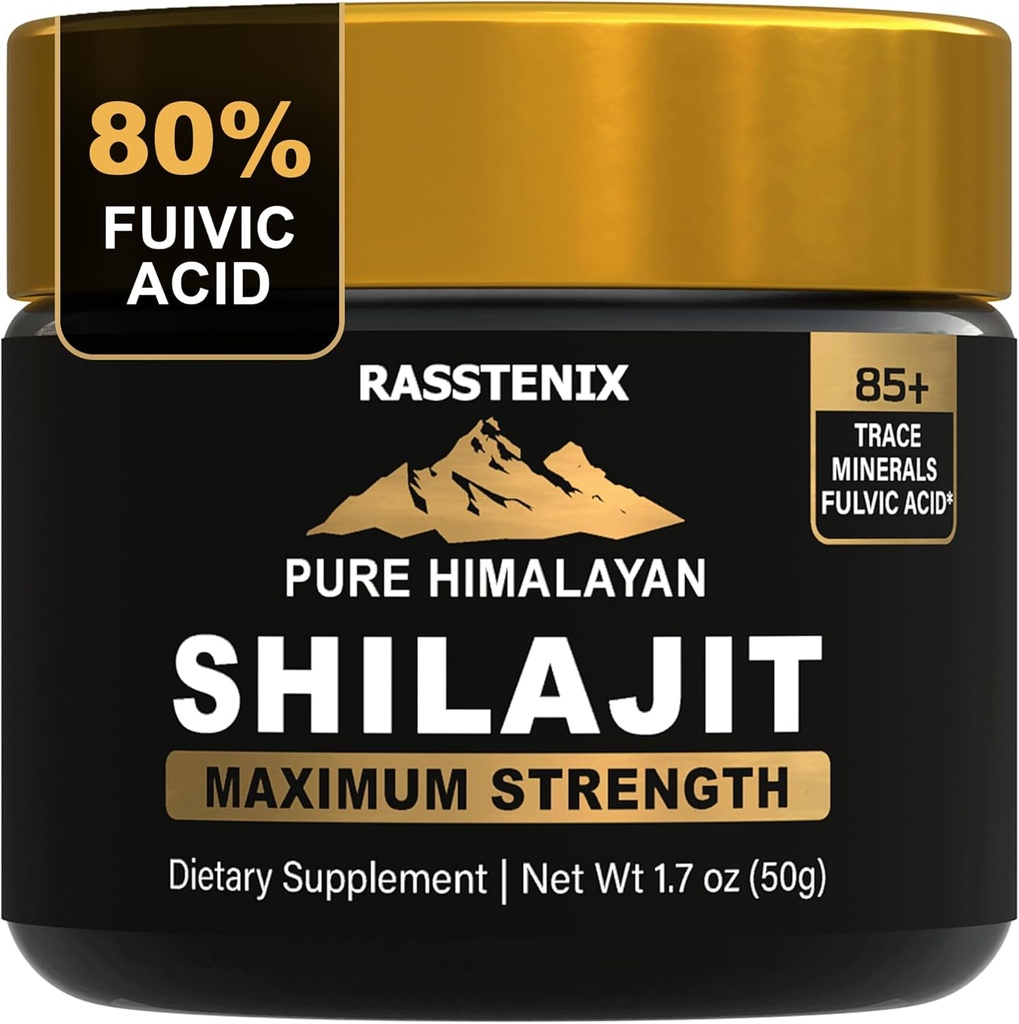 Shilajit - Saf Himalaya Organik Shilajit Enerji, maksimum Potency, Zihinsel Clarity ve Immunity - 85+ Natural Trace Minerals & Fulvic Acid - Natural Shilajitwear for Men and Women
